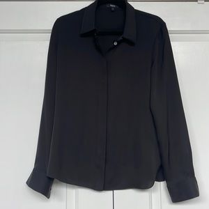 Theory Black Silk Fitted Shirt